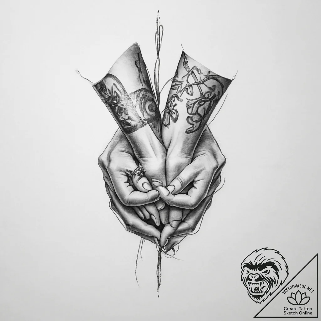 Tattoo sketch hands with a knot - tattoo sketch (№1756029099_0, 24.08.2025 09:51) — tattoovalue.net