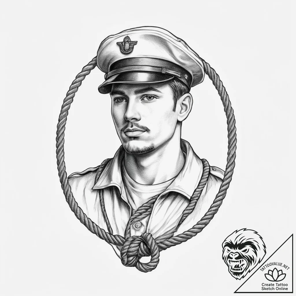 Tattoo sketch soldier with a rope, tattoo ske... - tattoo sketch (№1756029705_0, 24.08.2025 10:01) — tattoovalue.net