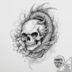 Tattoo sketch skull, ink illustration for tat… – tattoo sketch (№1756029903_0, 24.08.2025 10:05) — tattoovalue.net