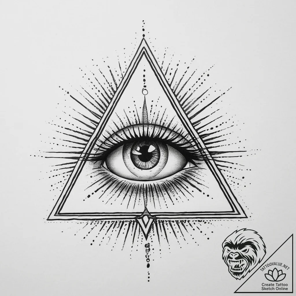 Tattoo sketch eye of providence with rays of... - tattoo sketch (№1756030508_0, 24.08.2025 10:15) — tattoovalue.net