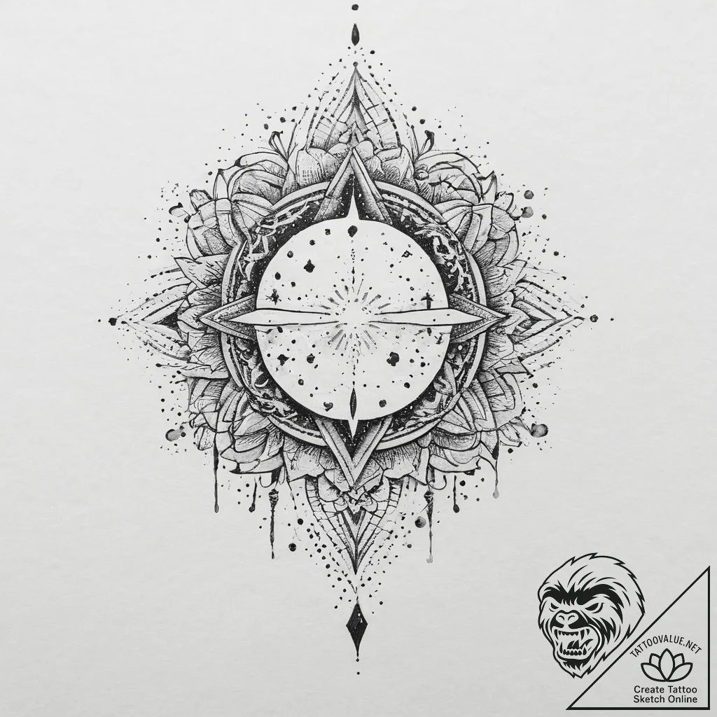 Tattoo sketch cosmic land, tattoo line art, d... - tattoo sketch (№1756030910_0, 24.08.2025 10:21) — tattoovalue.net