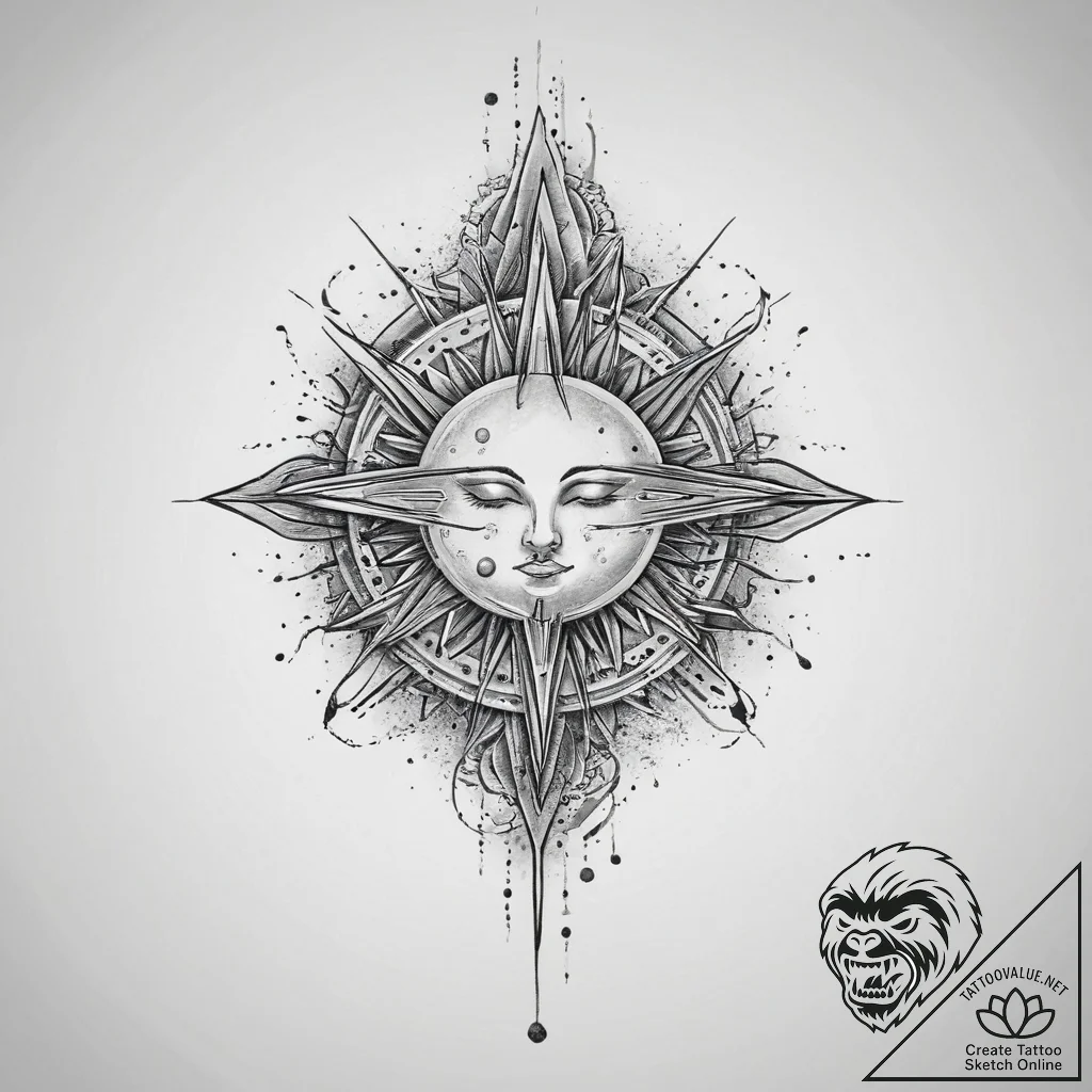 Tattoo sketch cosmic spirit, ink illustration... - tattoo sketch (№1756031711_0, 24.08.2025 10:35) — tattoovalue.net