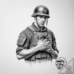 Tattoo sketch soldier with a lock – tattoo sketch (№1756034139_0, 24.08.2025 11:15) — tattoovalue.net