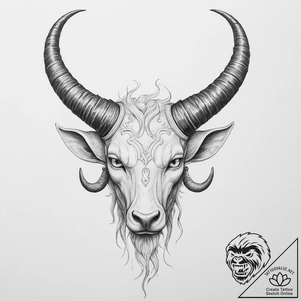 Tattoo sketch tiefling horns - tattoo sketch (№1756035742_0, 24.08.2025 11:42) — tattoovalue.net