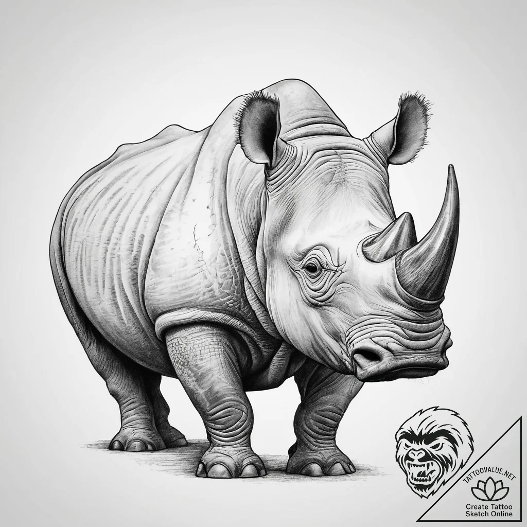 Tattoo sketch rhinoceros, tattoo drawing outl... - tattoo sketch (№1756035948_0, 24.08.2025 11:45) — tattoovalue.net