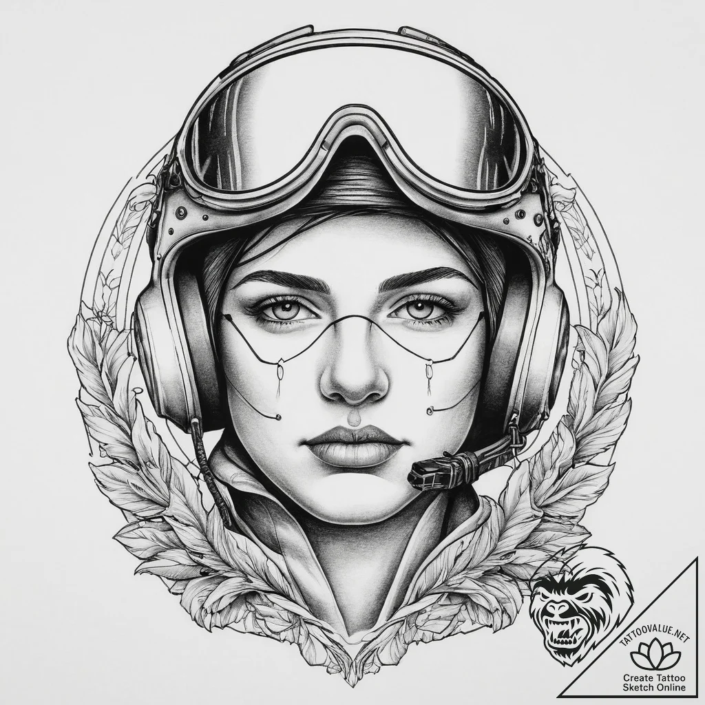 Tattoo sketch air force pilot portrait, ink i... - tattoo sketch (№1756036146_0, 24.08.2025 11:49) — tattoovalue.net