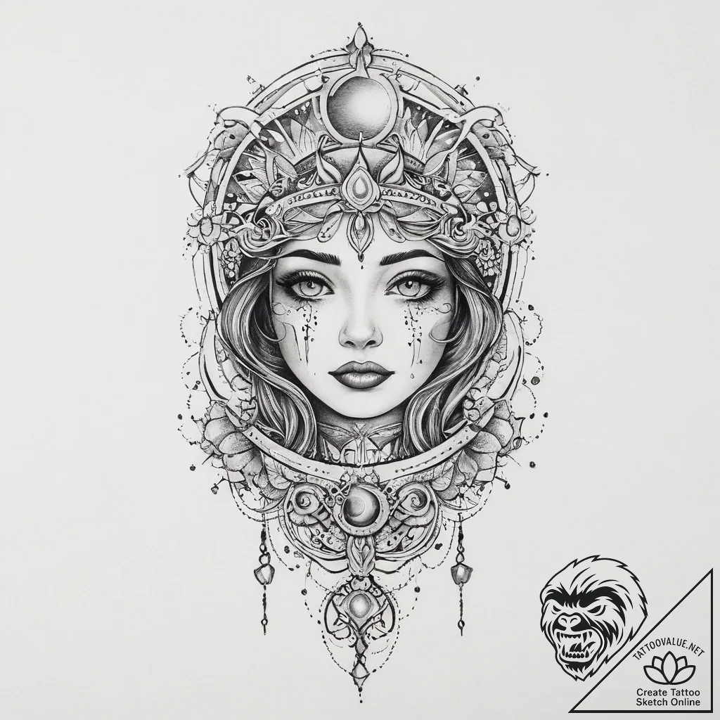 Tattoo sketch cosmic land, artistic tattoo sk... - tattoo sketch (№1756036544_0, 24.08.2025 11:55) — tattoovalue.net