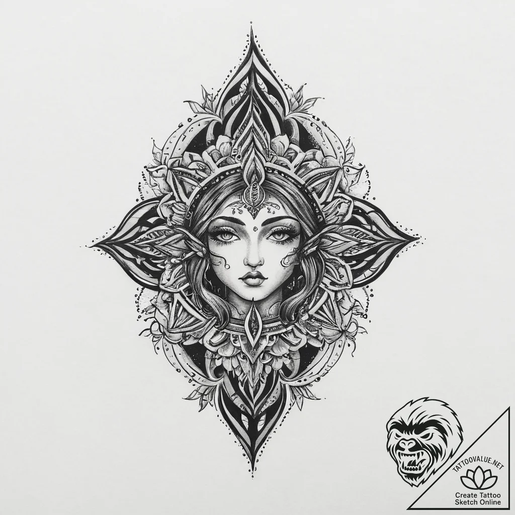 Tattoo sketch devotional art, ink illustratio... - tattoo sketch (№1756036948_0, 24.08.2025 12:02) — tattoovalue.net