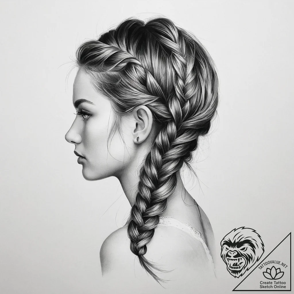 Tattoo sketch braid - tattoo sketch (№1756037146_0, 24.08.2025 12:05) — tattoovalue.net