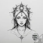 Tattoo sketch goddess in robes, ink illustrat… – tattoo sketch (№1756037542_0, 24.08.2025 12:12) — tattoovalue.net