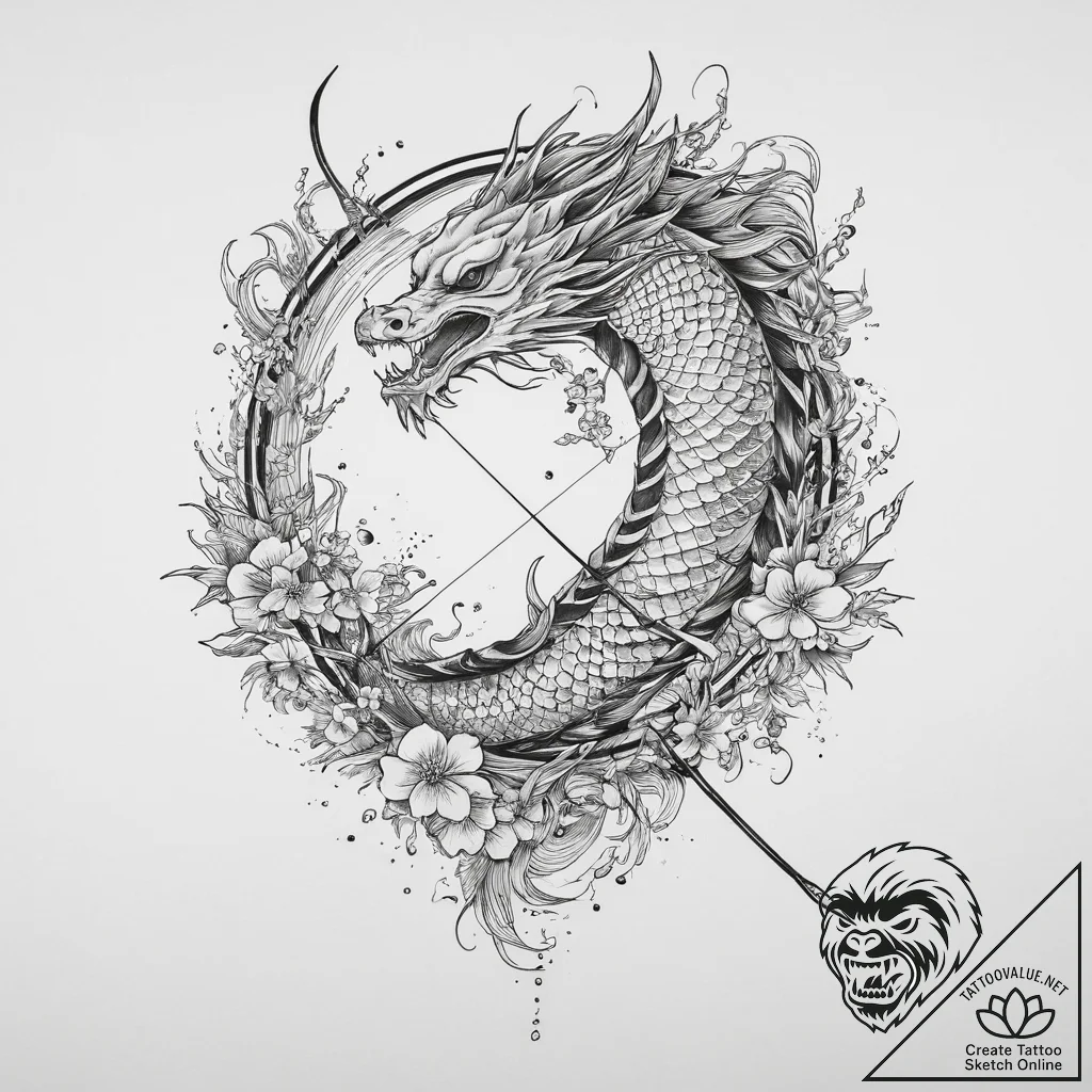 Tattoo sketch archery bow and arrow, concept... - tattoo sketch (№1756037740_0, 24.08.2025 12:15) — tattoovalue.net