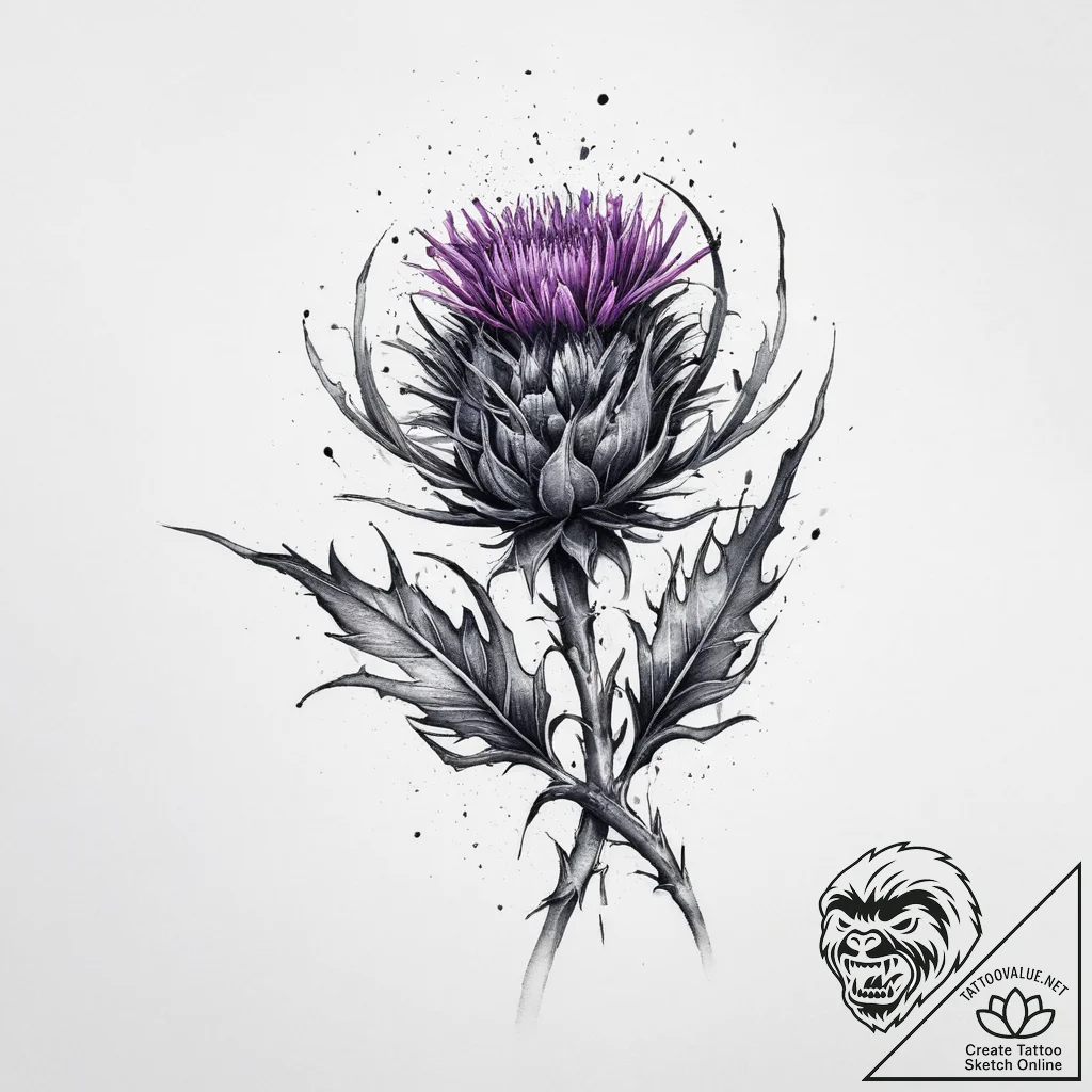 Tattoo sketch thistle, tattoo flash sheet des... - tattoo sketch (№1756038925_0, 24.08.2025 12:35) — tattoovalue.net