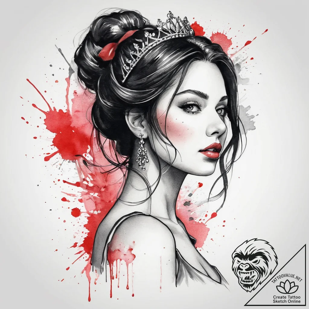 Tattoo sketch princess tattoo, ink illustrati... - tattoo sketch (№1756039720_0, 24.08.2025 12:48) — tattoovalue.net