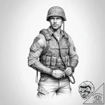 Tattoo sketch soldier with a rope – tattoo sketch (№1756040116_0, 24.08.2025 12:55) — tattoovalue.net