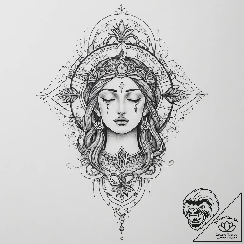 Tattoo sketch holy compassion - tattoo sketch (№1756040511_0, 24.08.2025 13:01) — tattoovalue.net