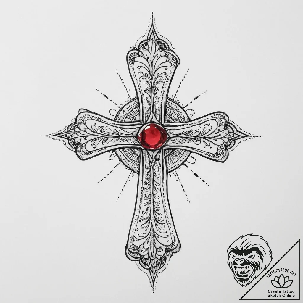 Tattoo sketch ruby, ink illustration for tatt... - tattoo sketch (№1756040906_0, 24.08.2025 13:08) — tattoovalue.net