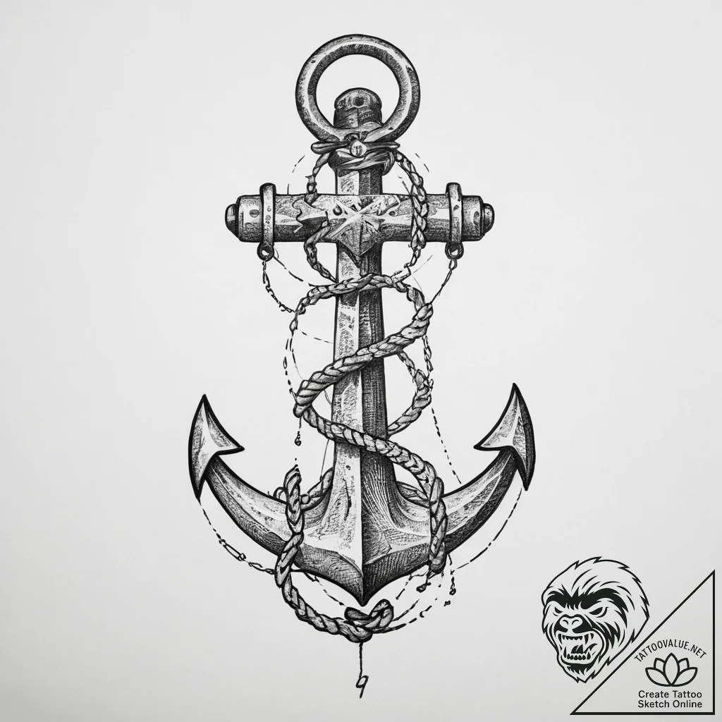 Tattoo sketch узор с якорем - tattoo sketch (№1756041106_0, 24.08.2025 13:11) — tattoovalue.net