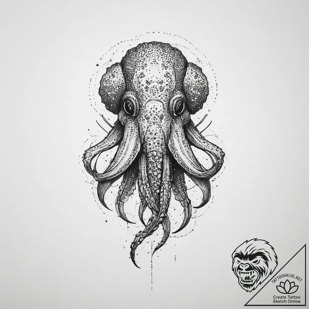 Tattoo sketch cuttlefish, tattoo sketch desig... - tattoo sketch (№1756042488_0, 24.08.2025 13:34) — tattoovalue.net