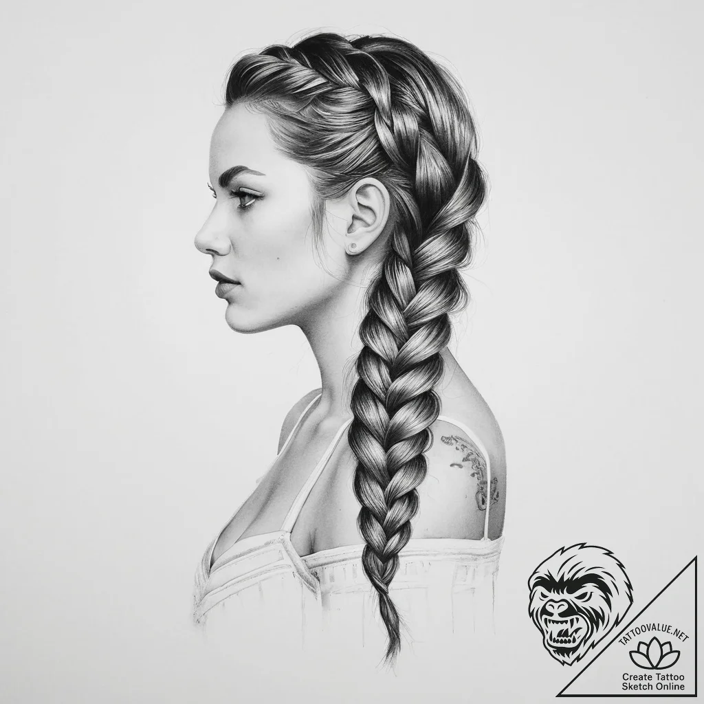 Tattoo sketch braid - tattoo sketch (№1756043475_0, 24.08.2025 13:51) — tattoovalue.net