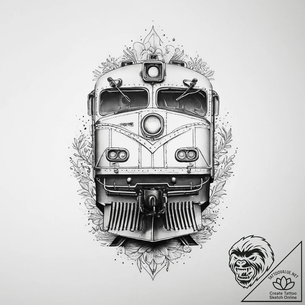 Tattoo sketch узор в виде поезда - tattoo sketch (№1756044069_0, 24.08.2025 14:01) — tattoovalue.net