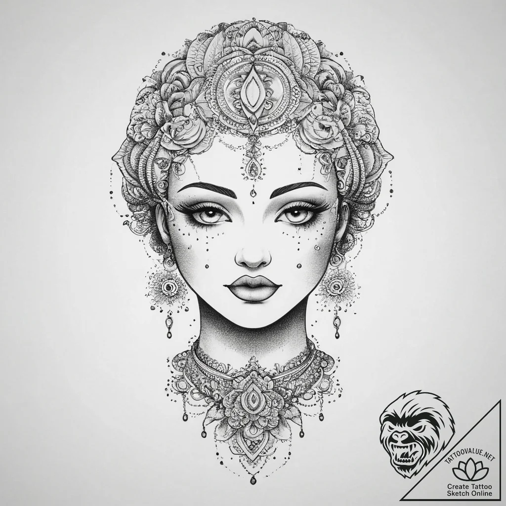 Tattoo sketch divine character, tattoo drawin... - tattoo sketch (№1756045064_0, 24.08.2025 14:17) — tattoovalue.net