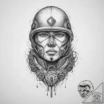 Tattoo sketch soldier with a lock, artistic t… – tattoo sketch (№1756046647_0, 24.08.2025 14:44) — tattoovalue.net