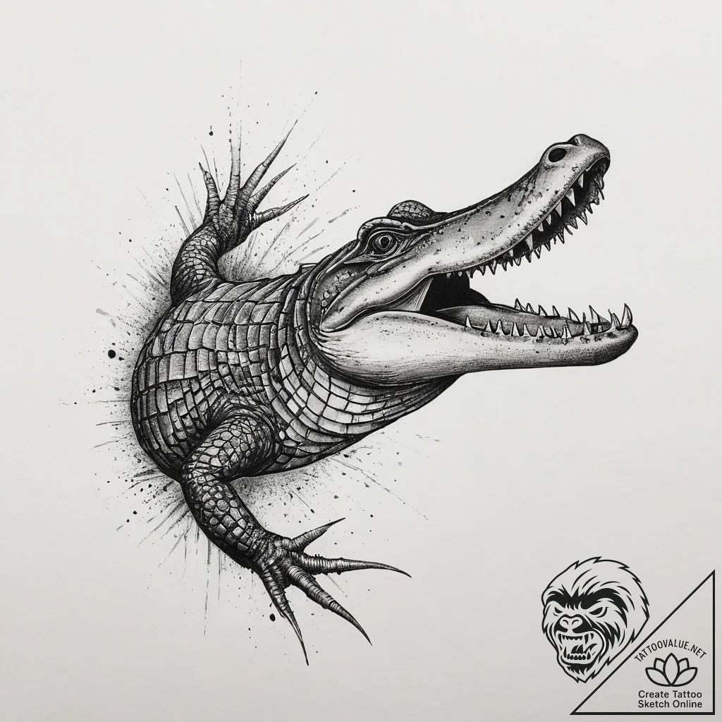 Tattoo sketch alligator gar, tattoo flash she... - tattoo sketch (№1756046845_0, 24.08.2025 14:47) — tattoovalue.net