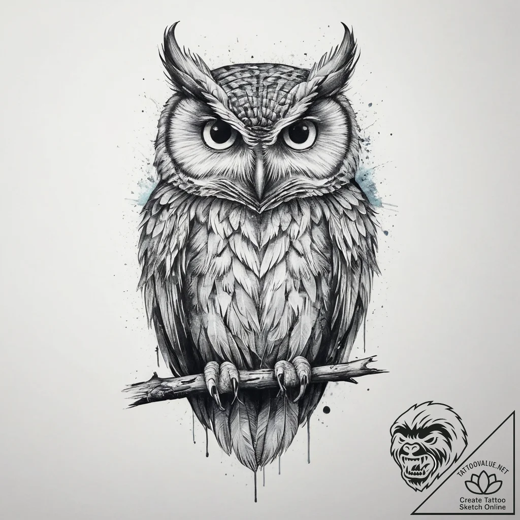 Tattoo sketch watercolor сова, concept art fo... - tattoo sketch (№1756047828_0, 24.08.2025 15:03) — tattoovalue.net
