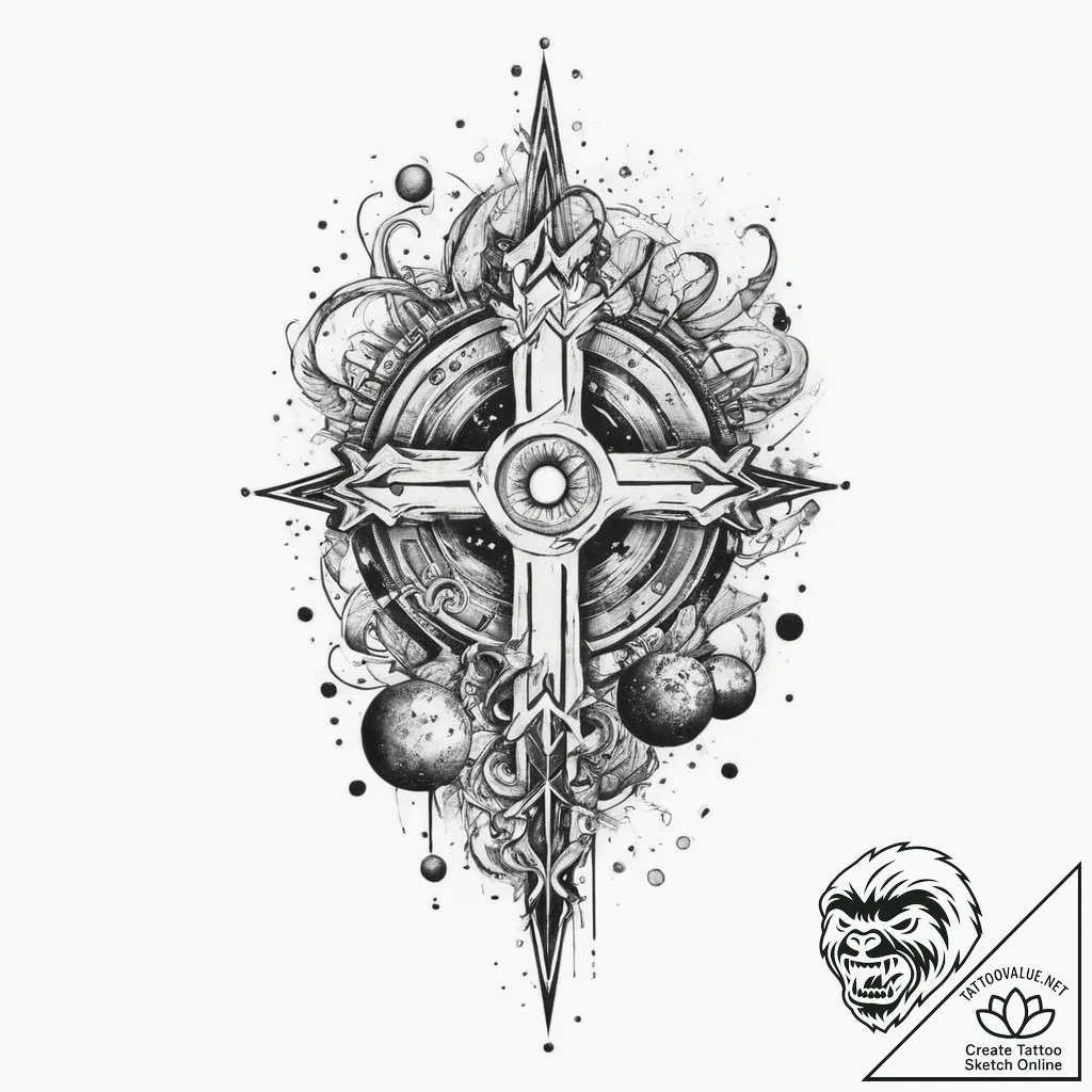 Tattoo sketch cosmic story, tattoo flash shee... - tattoo sketch (№1756049412_0, 24.08.2025 15:30) — tattoovalue.net