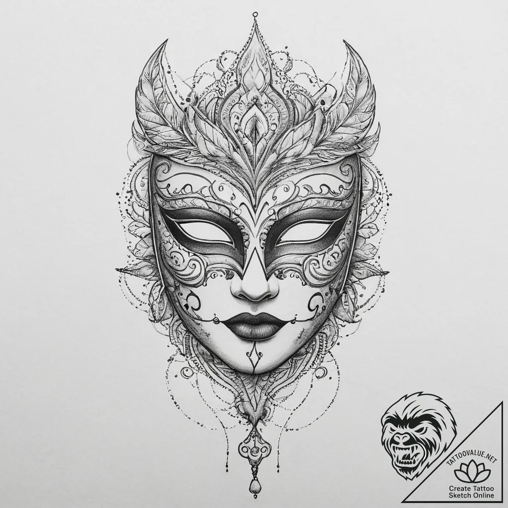 Tattoo sketch masquerade mask tattoo, tattoo... - tattoo sketch (№1756049808_0, 24.08.2025 15:36) — tattoovalue.net