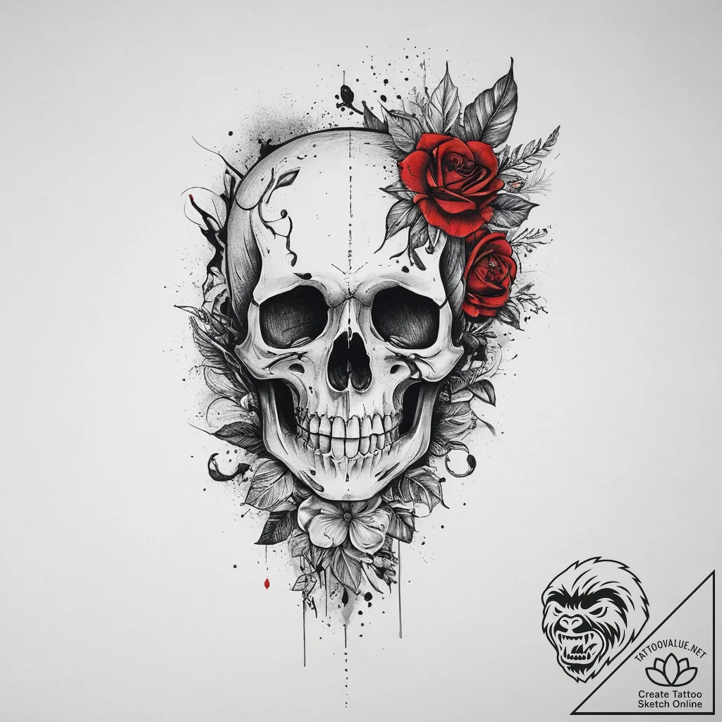 Tattoo sketch death, artistic tattoo sketch,... - tattoo sketch (№1756052605_0, 24.08.2025 16:23) — tattoovalue.net