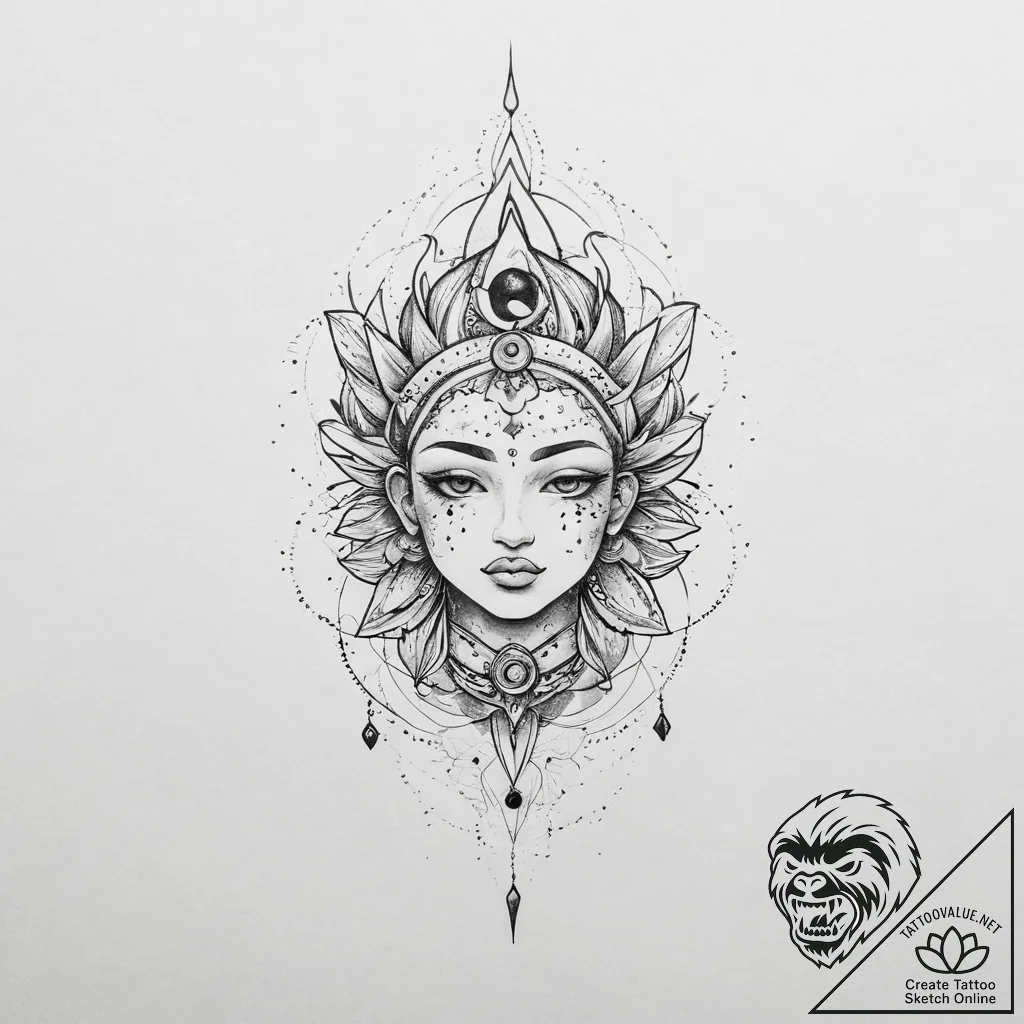 Tattoo sketch cosmic character, ink illustrat... - tattoo sketch (№1756053801_0, 24.08.2025 16:43) — tattoovalue.net