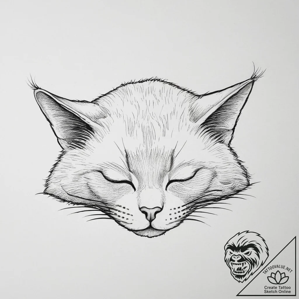 Tattoo sketch sleeping cat, tattoo sketch des... - tattoo sketch (№1756053998_0, 24.08.2025 16:46) — tattoovalue.net