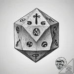 Tattoo sketch geek d20 dice, ink illustration… – tattoo sketch (№1756054196_0, 24.08.2025 16:49) — tattoovalue.net
