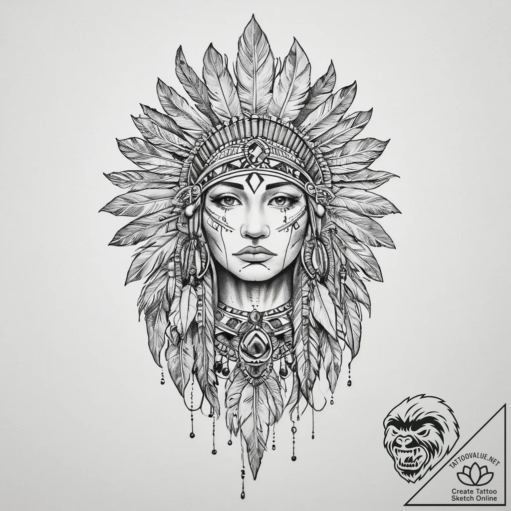 Tattoo sketch native american spirituality, a... - tattoo sketch (№1756055378_0, 24.08.2025 17:09) — tattoovalue.net