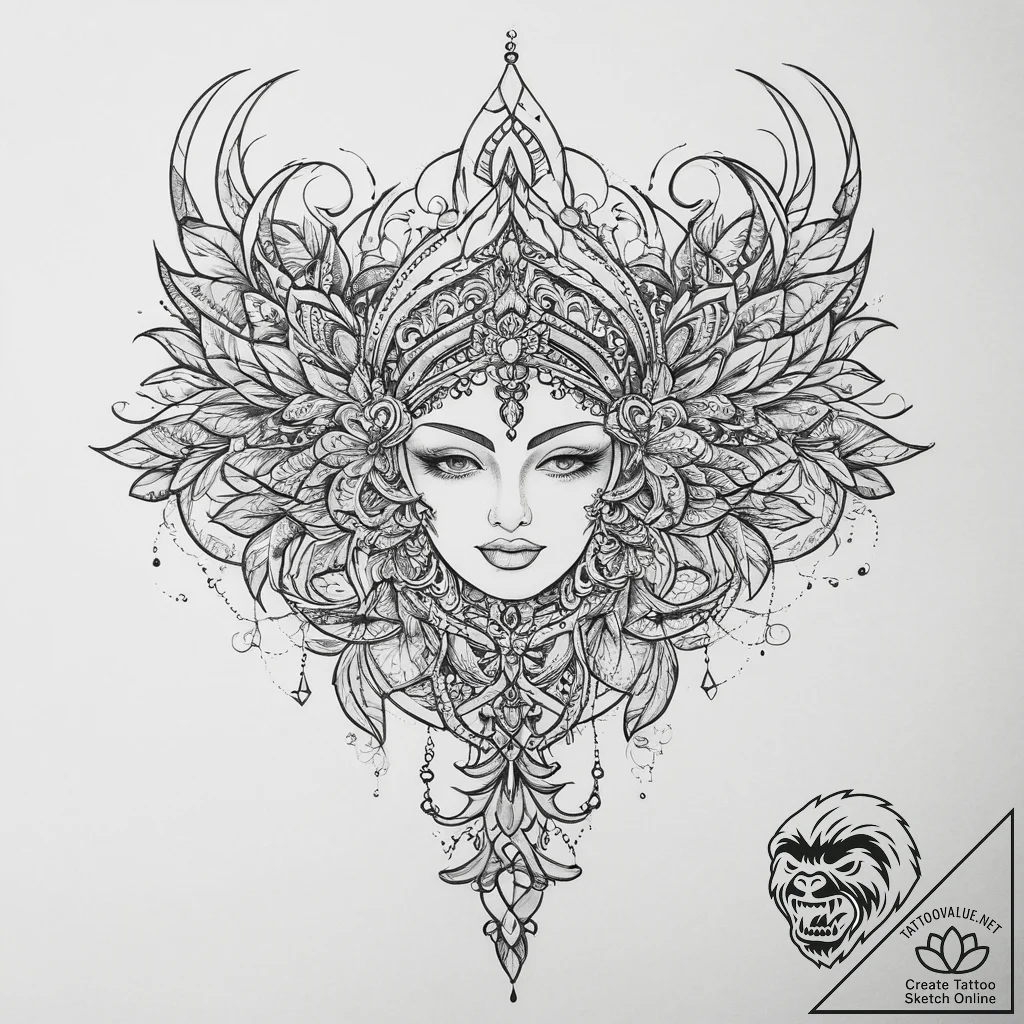 Tattoo sketch divine character, tattoo drawin... - tattoo sketch (№1756056166_0, 24.08.2025 17:22) — tattoovalue.net