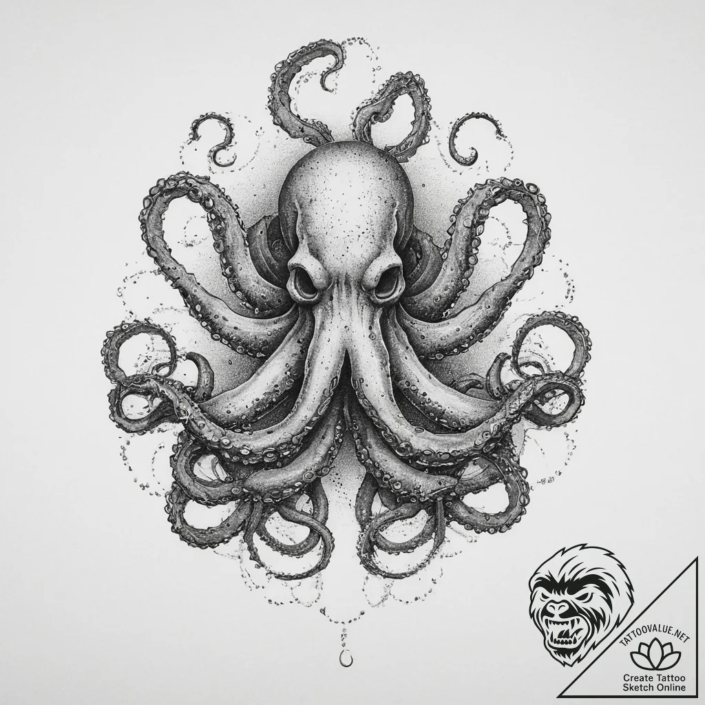 Tattoo sketch kraken tentacles, tattoo flash... - tattoo sketch (№1756056954_0, 24.08.2025 17:35) — tattoovalue.net