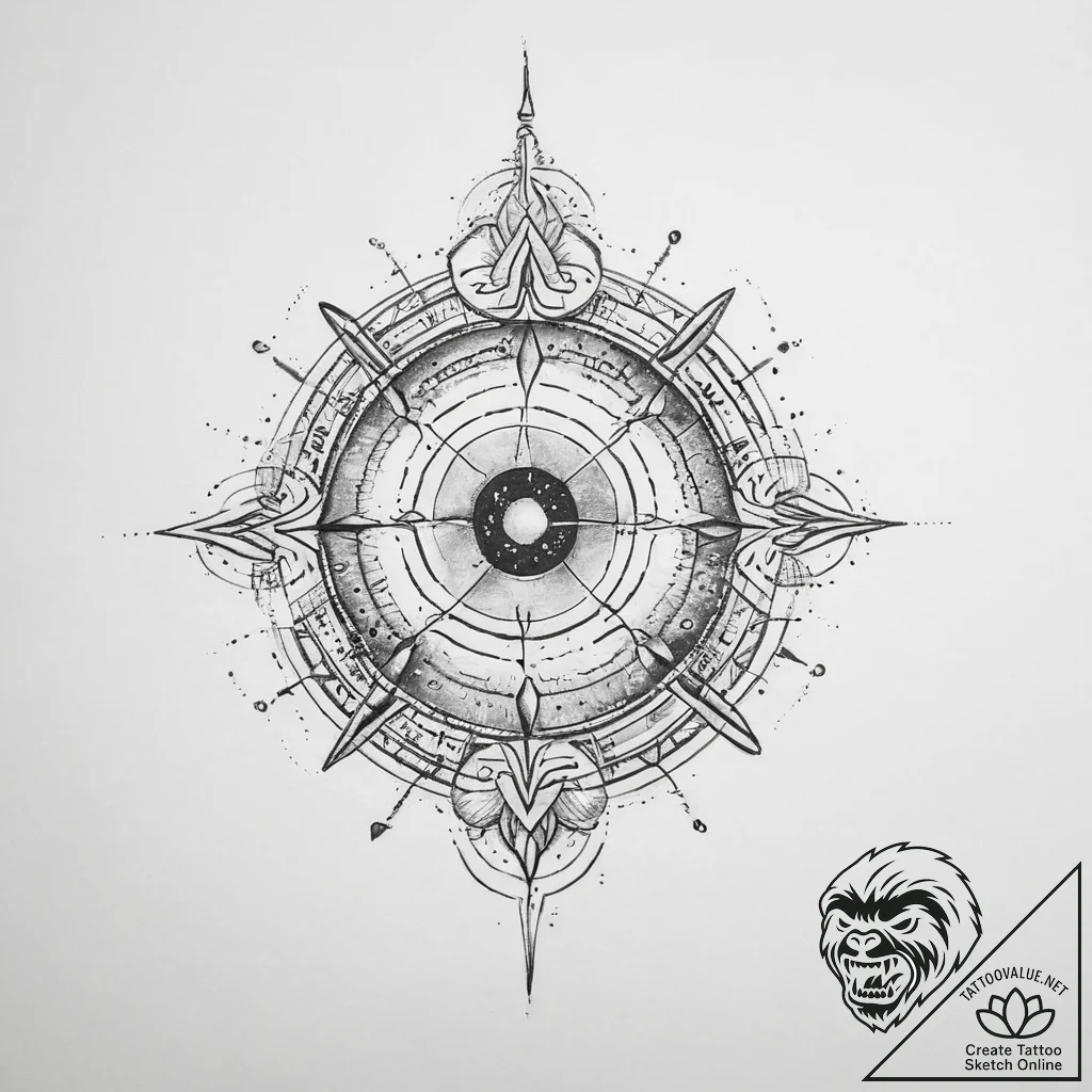 Tattoo sketch cosmic past - tattoo sketch (№1756057546_0, 24.08.2025 17:45) — tattoovalue.net