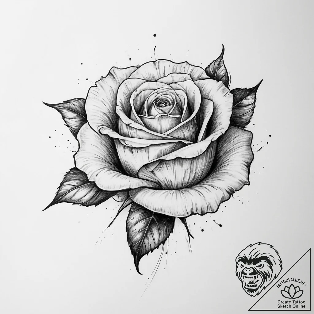 Tattoo sketch sensual lips with a rose - tattoo sketch (№1756057741_0, 24.08.2025 17:49) — tattoovalue.net