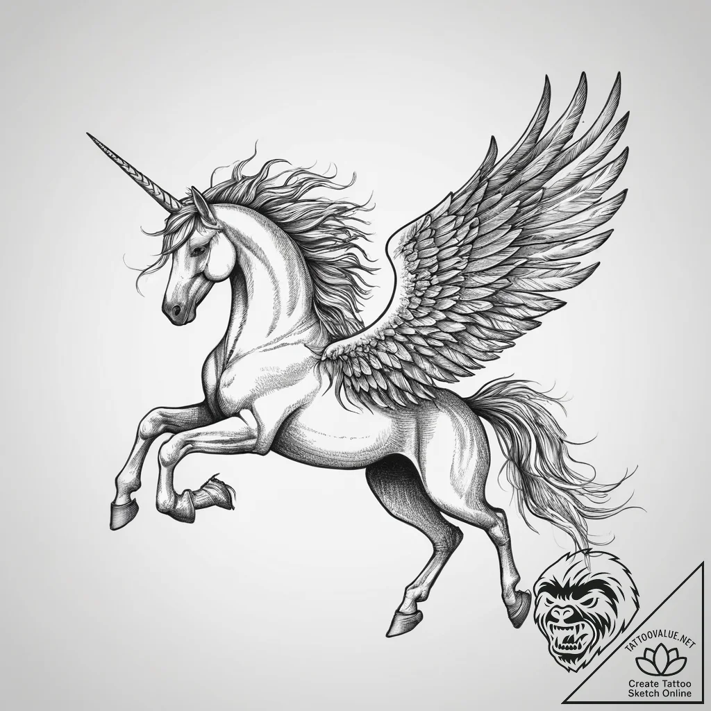 Tattoo sketch pegasus, concept art for tattoo... - tattoo sketch (№1756058139_0, 24.08.2025 17:55) — tattoovalue.net