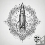 Tattoo sketch rocket flying through stars, co… – tattoo sketch (№1756058534_0, 24.08.2025 18:02) — tattoovalue.net