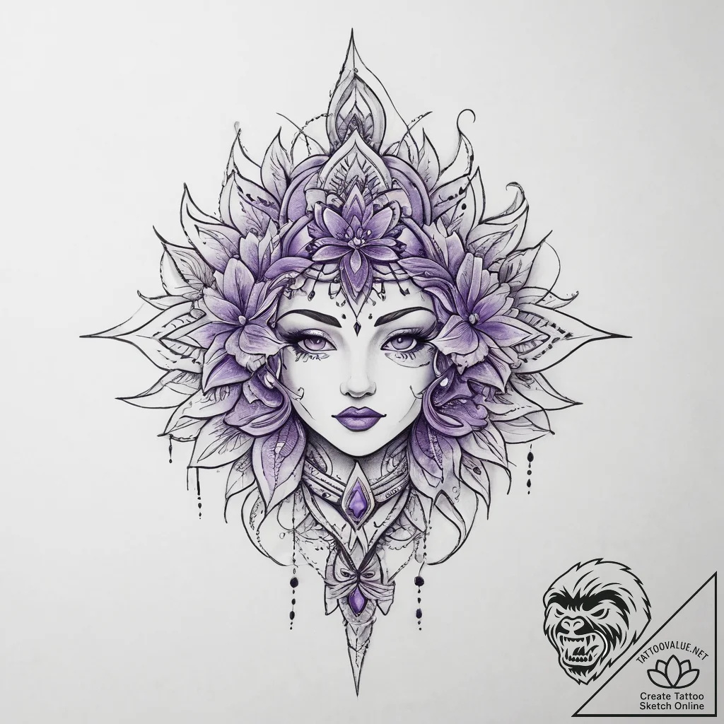 Tattoo sketch purple - tattoo sketch (№1756059322_0, 24.08.2025 18:15) — tattoovalue.net