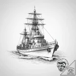 Tattoo sketch warship, concept art for tattoo… – tattoo sketch (№1756059520_0, 24.08.2025 18:18) — tattoovalue.net