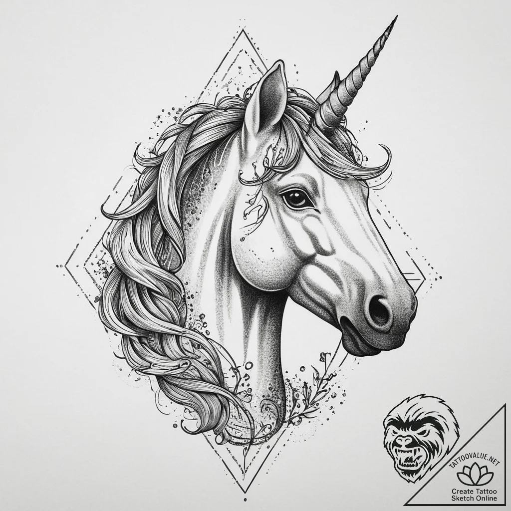 Tattoo sketch unicorn tattoo, artistic tattoo... - tattoo sketch (№1756060316_0, 24.08.2025 18:31) — tattoovalue.net