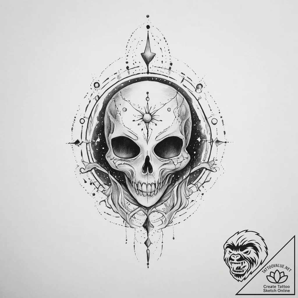 Tattoo sketch cosmic ghost - tattoo sketch (№1756060517_0, 24.08.2025 18:35) — tattoovalue.net