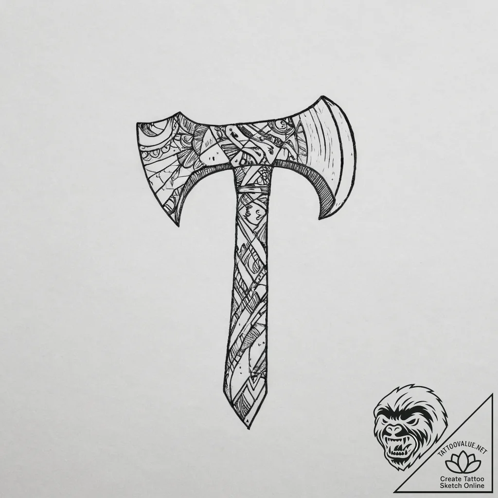 Tattoo sketch hands with an axe, tattoo sketc... - tattoo sketch (№1756060718_0, 24.08.2025 18:38) — tattoovalue.net
