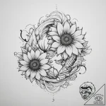 Tattoo sketch sunflower flower, tattoo flash… – tattoo sketch (№1756061114_0, 24.08.2025 18:45) — tattoovalue.net
