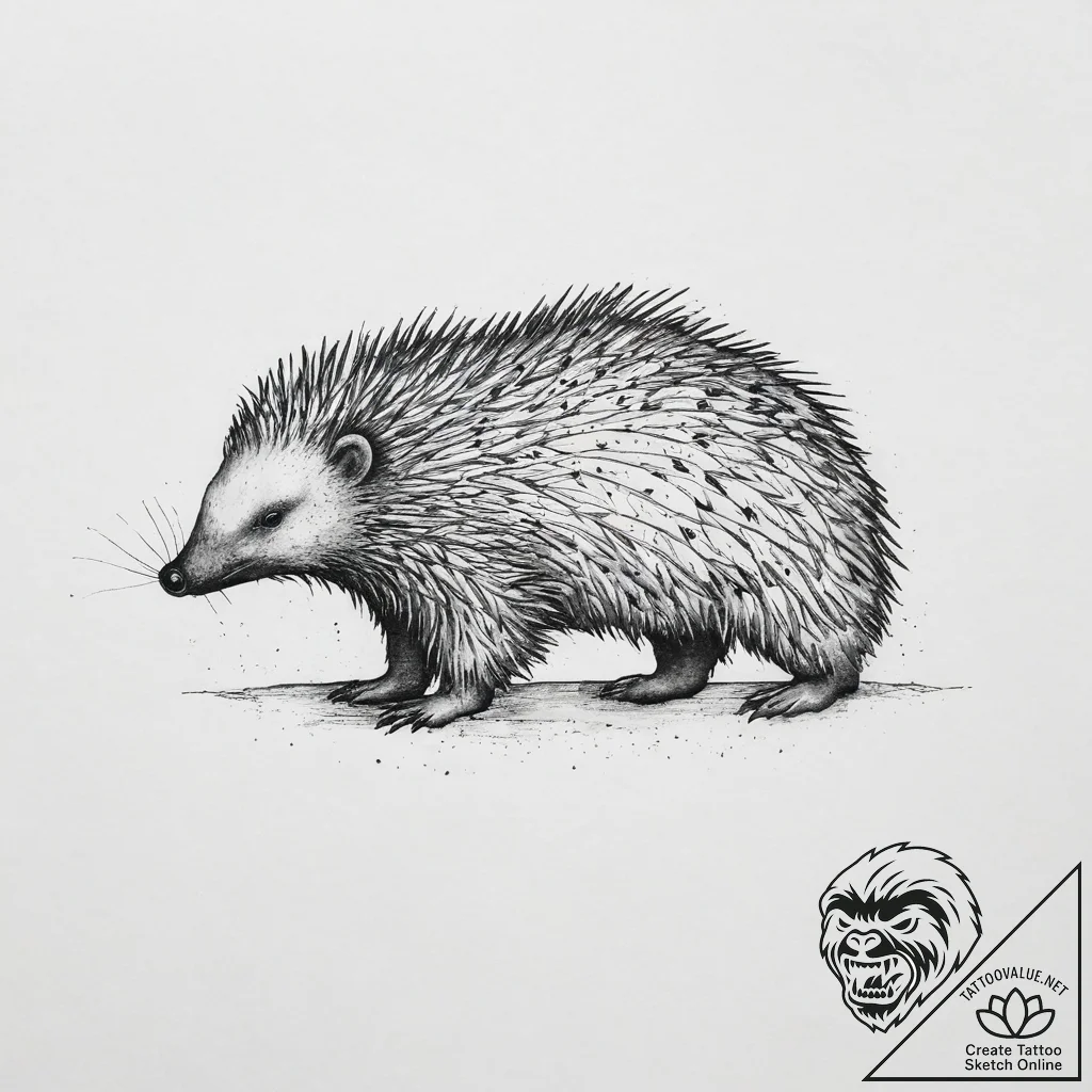 Tattoo sketch echidna, tattoo drawing outline... - tattoo sketch (№1756061526_0, 24.08.2025 18:52) — tattoovalue.net