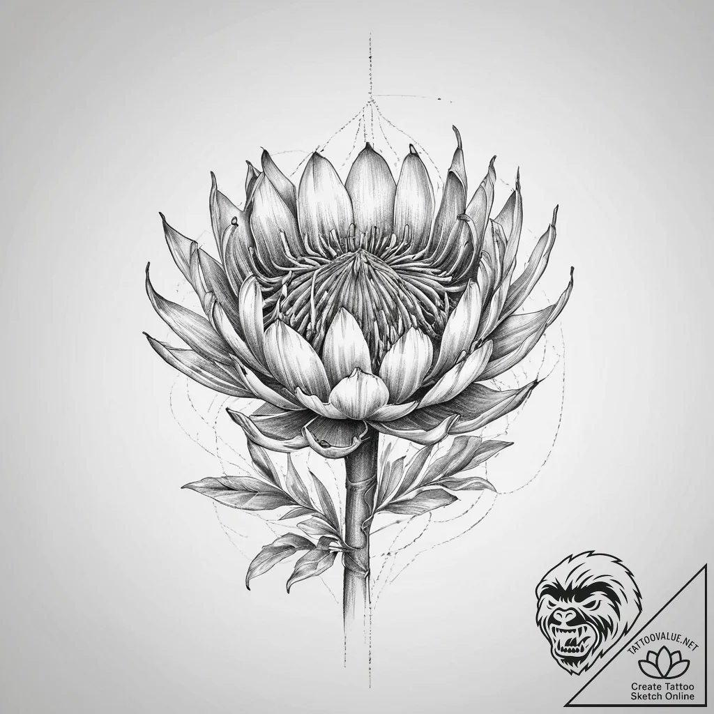 Tattoo sketch spoon protea, tattoo sketch des... - tattoo sketch (№1756062520_0, 24.08.2025 19:08) — tattoovalue.net