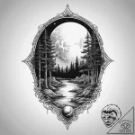 Tattoo sketch camping forest silhouette with… – tattoo sketch (№1756062717_0, 24.08.2025 19:11) — tattoovalue.net